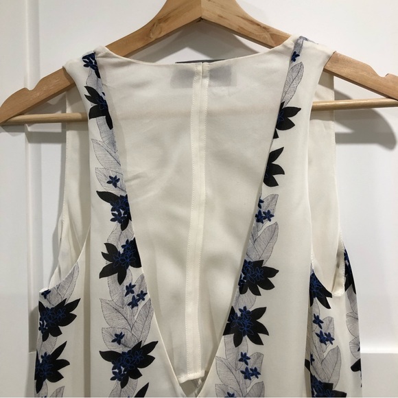 A.L.C. White with blue flowers silk sleeveless dress. Size 0. - Picture 8 of 12